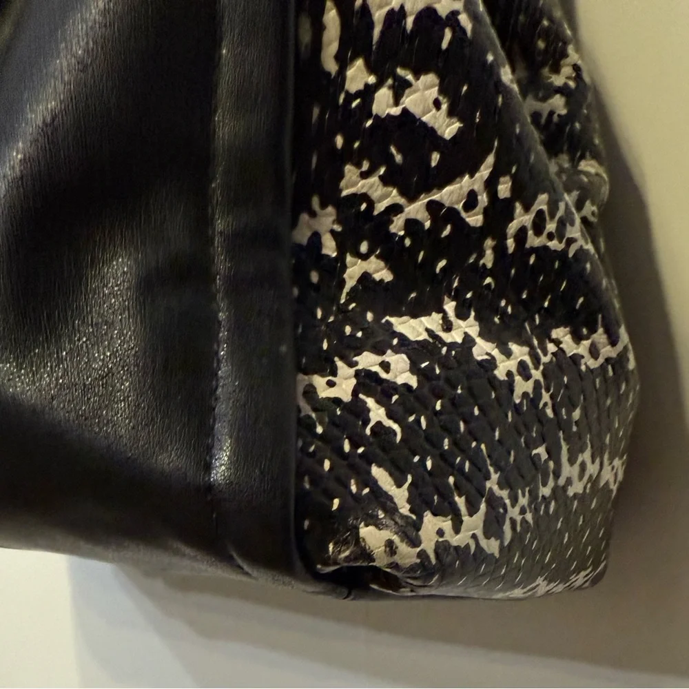 Coach Black Madison Phoebe Shoulder Bag with python-print side panels. EUC - Picture 6 of 15